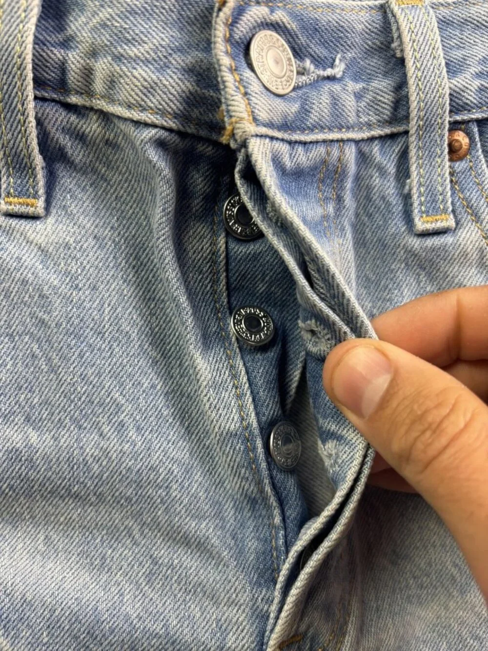 Levi's Light Blue Distressed Denim Jean Shorts - Picture 3 of 8